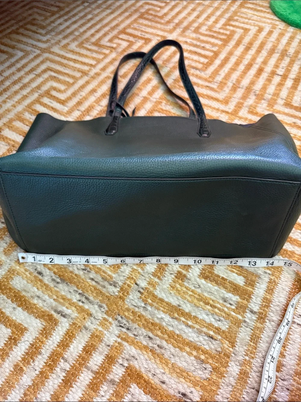 Tory Burch Green Leather Tote Bag Purse